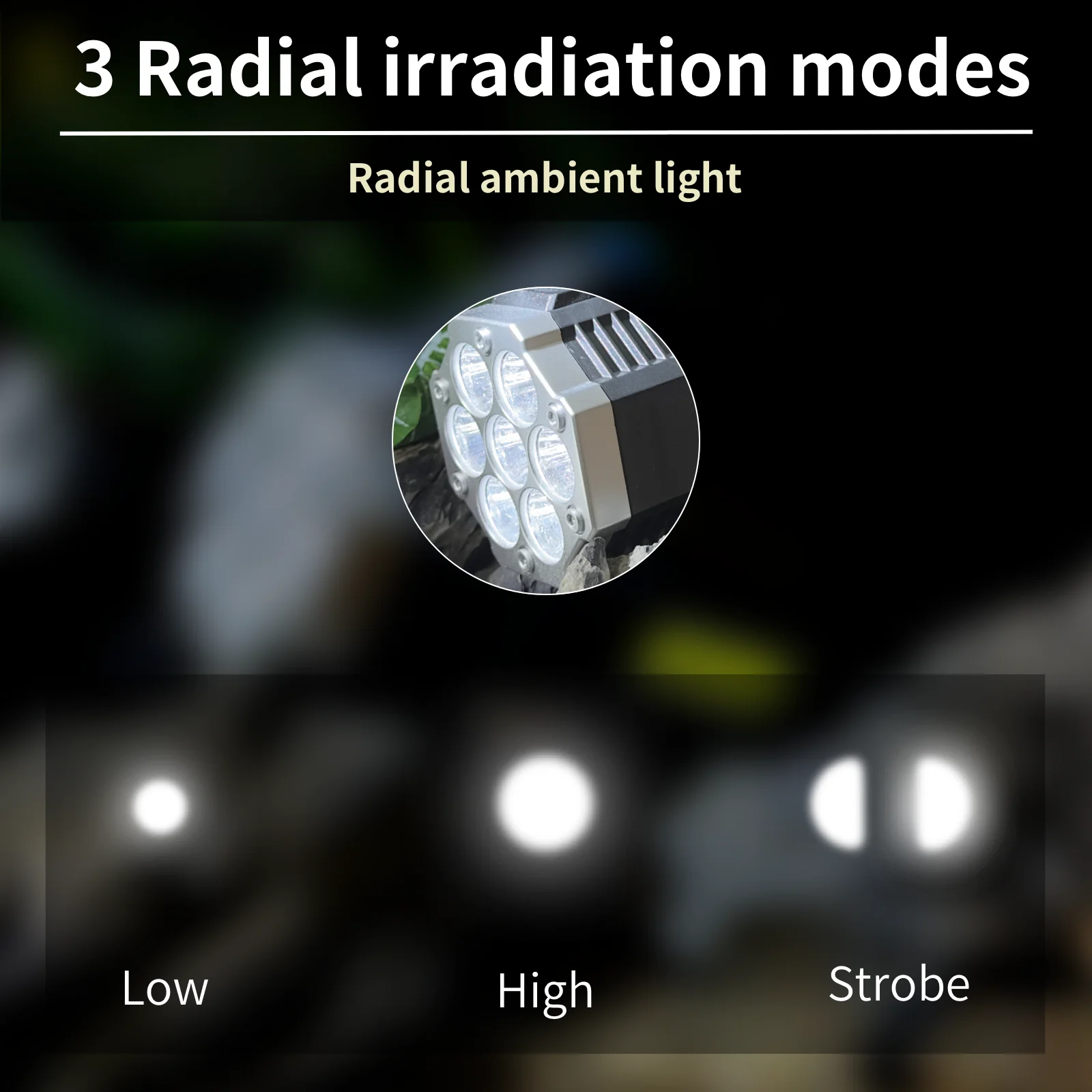 WARSUN DC828 Dual Light Source Portable Spotlight, 400LM Rechargeable Flashlight With 7 LED Beads, 4 Lighting Modes For Outdoor