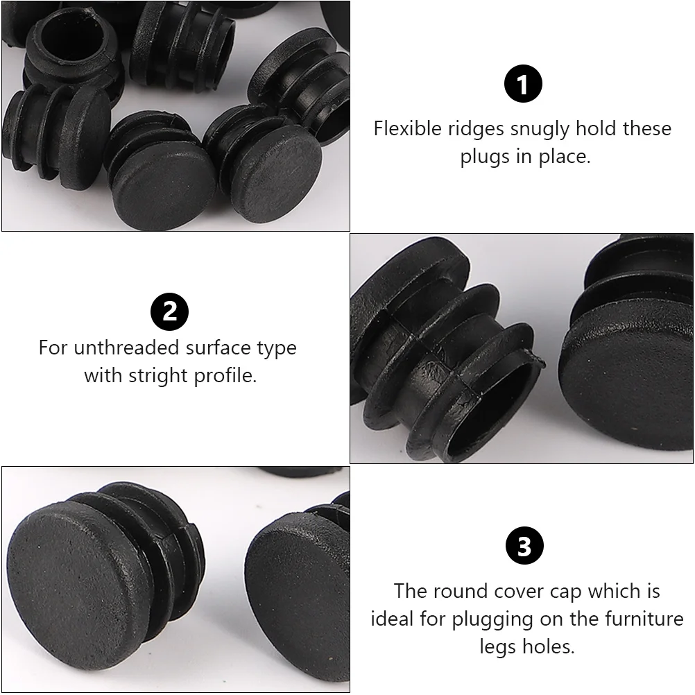 

100pcs Plastic Plug End Cap 20Mm Round Furniture Leg Insert Tube Bung Dustproof Wear Resistant For Chair Table Feet Protection