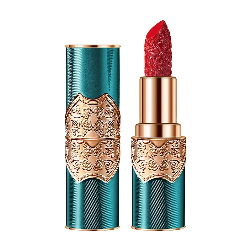 Retro Engraved Lipstick Chinese Red Engraved Velvet Mist Sense Moist Waterproof Non-Stick Cup Not Easy To Fade Lipstick Cosmetic