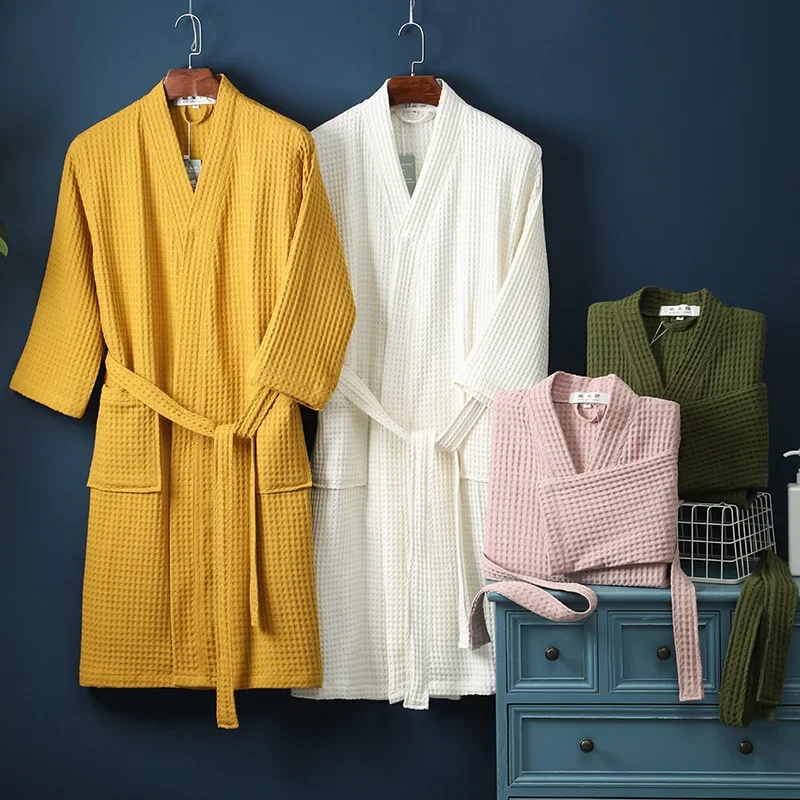 

Men Women 100% Cotton Terry Bathrobe Suck Water Towel Sleepwear Spa Hotel Long Bath Robe Kimono Plus Size Dressing Gown Lovers