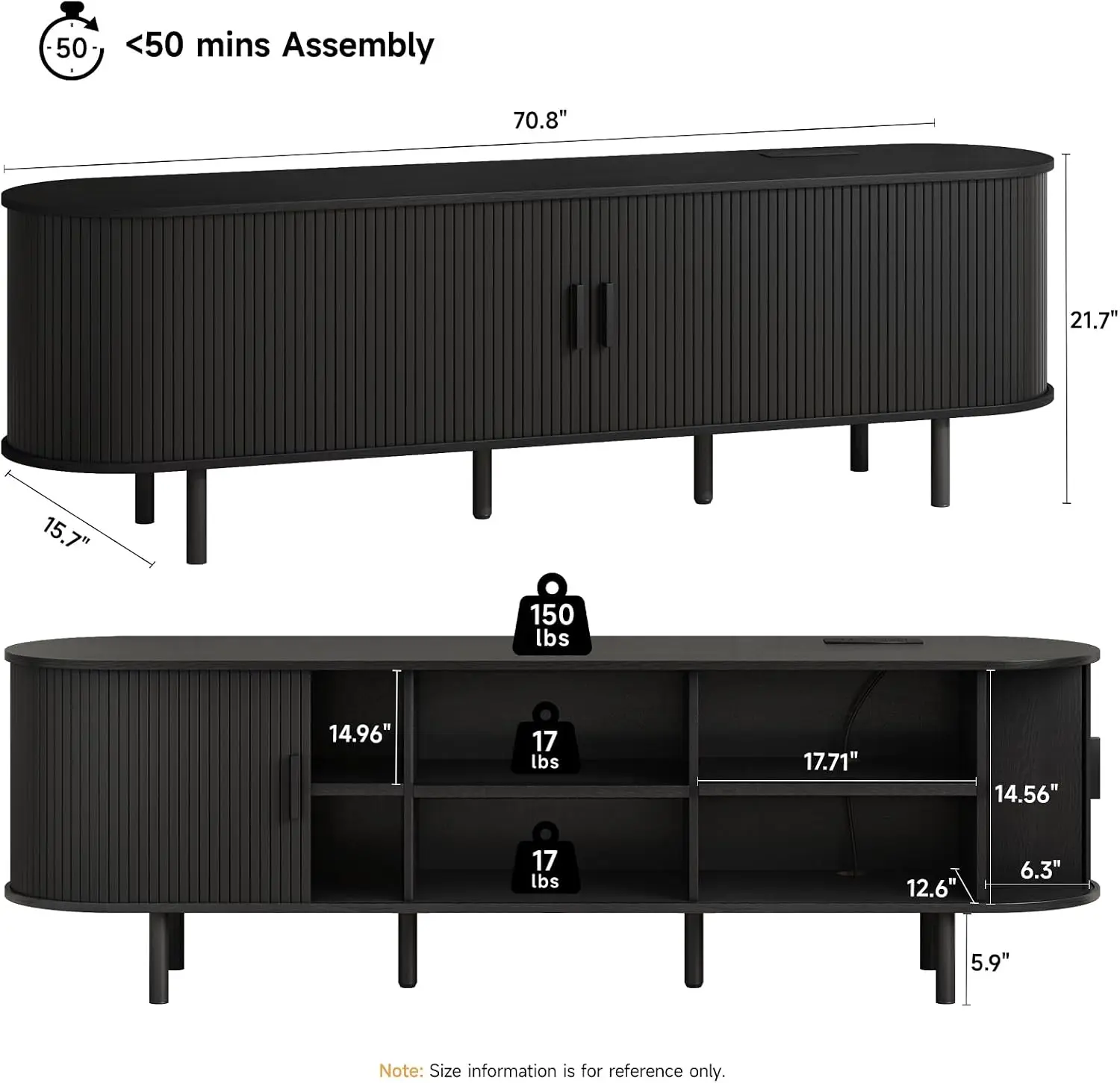 ONBRILL 70.8 Inch (180cm) TV Stand Media Console for 75
