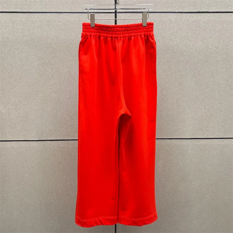 السراويل النسائية 2026 ربيع جديد مطاطا محبوك فضفاض بنطال ذو قصة أرجل واسعة مرونة الخصر القطن الخالص مستقيم الساق السراويل السراويل الرياضية #2