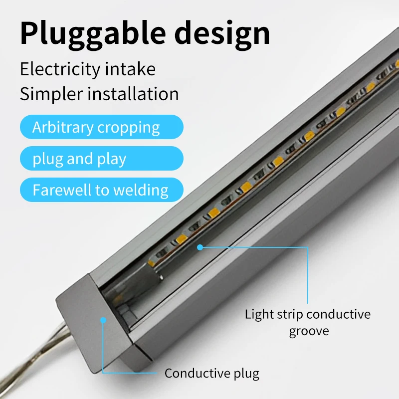 

Cabinet Light Aluminum Profile Flush Install No Soldering DC12V Hidden Lighting Use for Bar Wardrobe Bookcase Layer Shelf