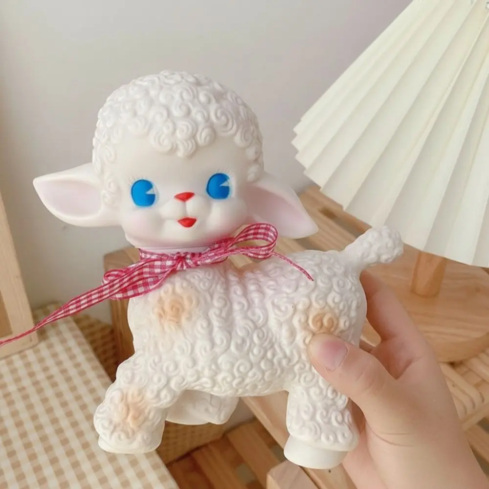 Cute Gift Lamb Statue Desktop PVC Sheep Cartoon Lamb Decoration Rubber Sheep Home
