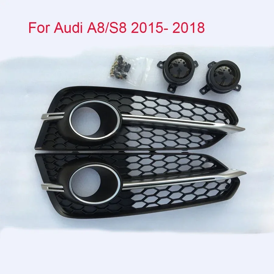 Car Front Bumper Grill Mesh Hood Front Center Middle Grille for Audi A8/S8 2015-2018 Grille with ACC Probe