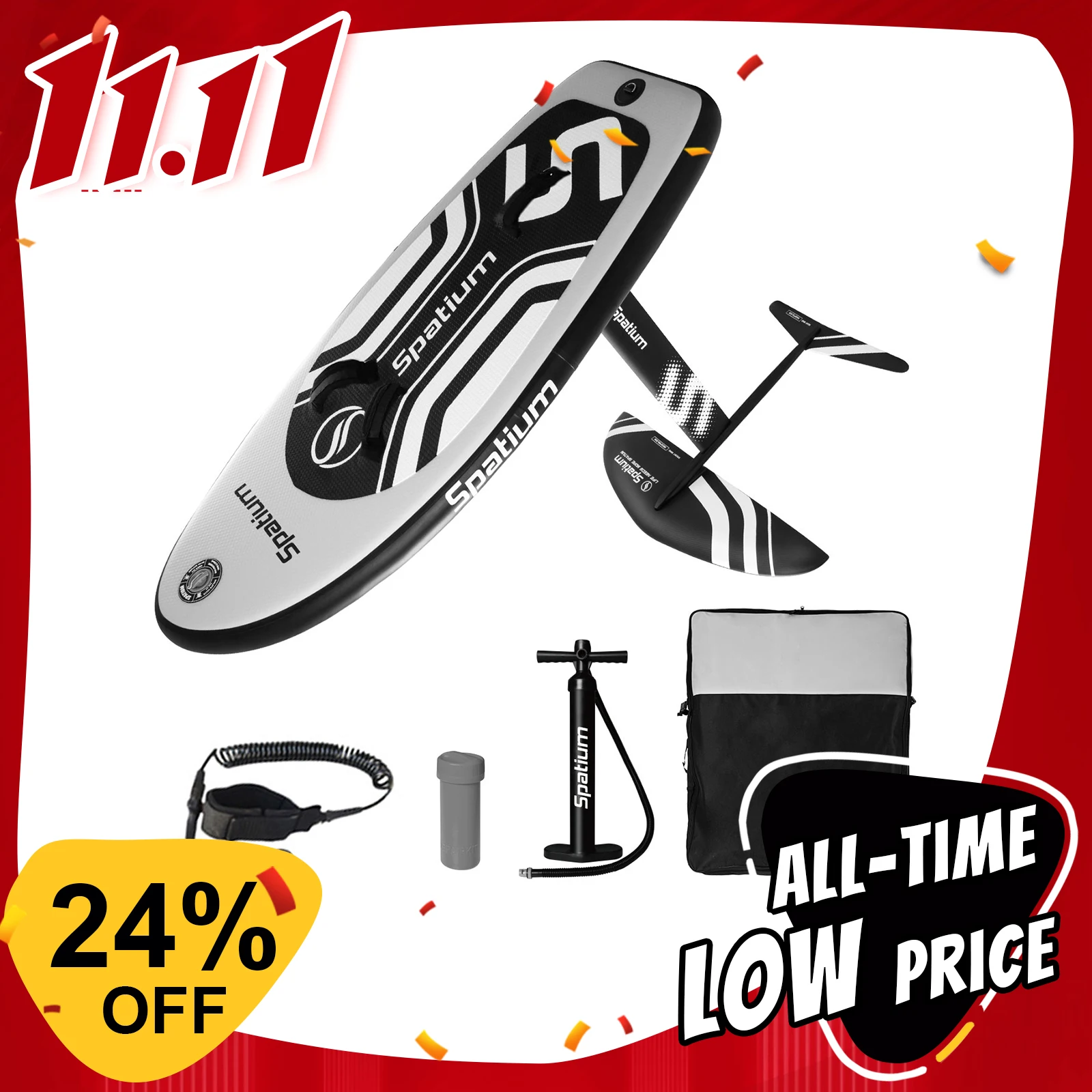 Spatium Hydrofoil Board for Surfing with Hydrofoil Accessories, Fix Kit Wing Foil Board Surf Hydrofoil Surfboard Gray