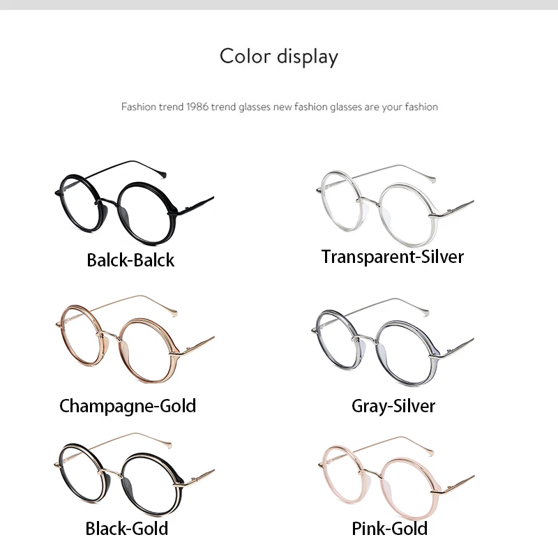 RUOBO Round Big Frame For Men Women Fashion Vintage Harajuku Students Myopia Prescription Eyeglsses Frame Metal Optical Glasses