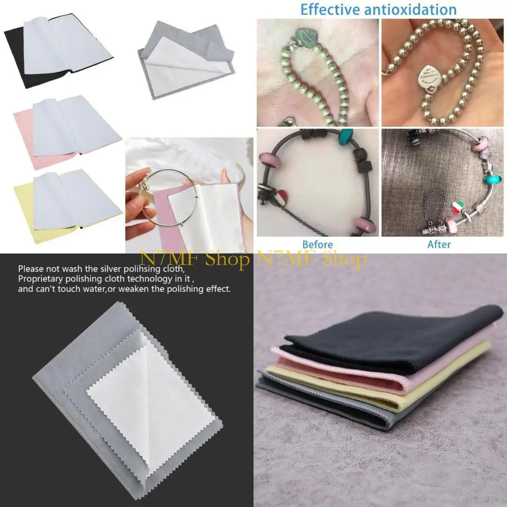 

N7MF Portable Silver Cloth for Jewellery Jewelry Polishing Cleaning Cloths for Women