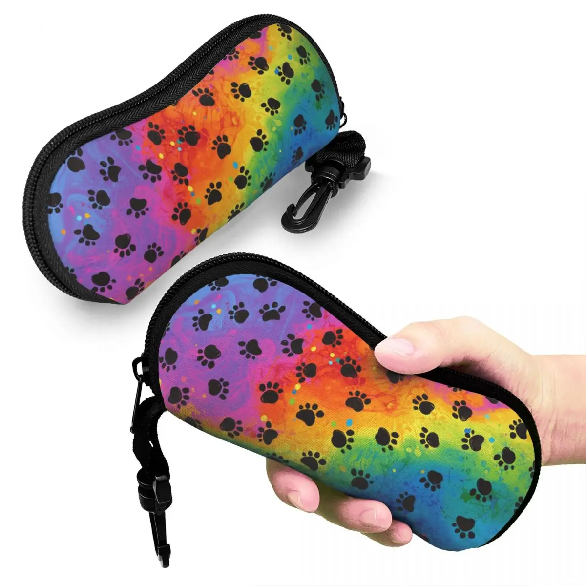 Custom Colorful Animal Footprint Dog Paw Prints Eyeglass Glasses Case Men Women Soft Sunglasses Protective Box