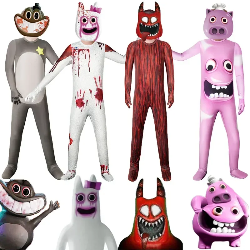 Garten von Banban Kostüm Kind Jungen rot Jumbo Josh Monster Cosplay Horror Spiel Halloween Overall Canival Geburtstags feier Kostüm