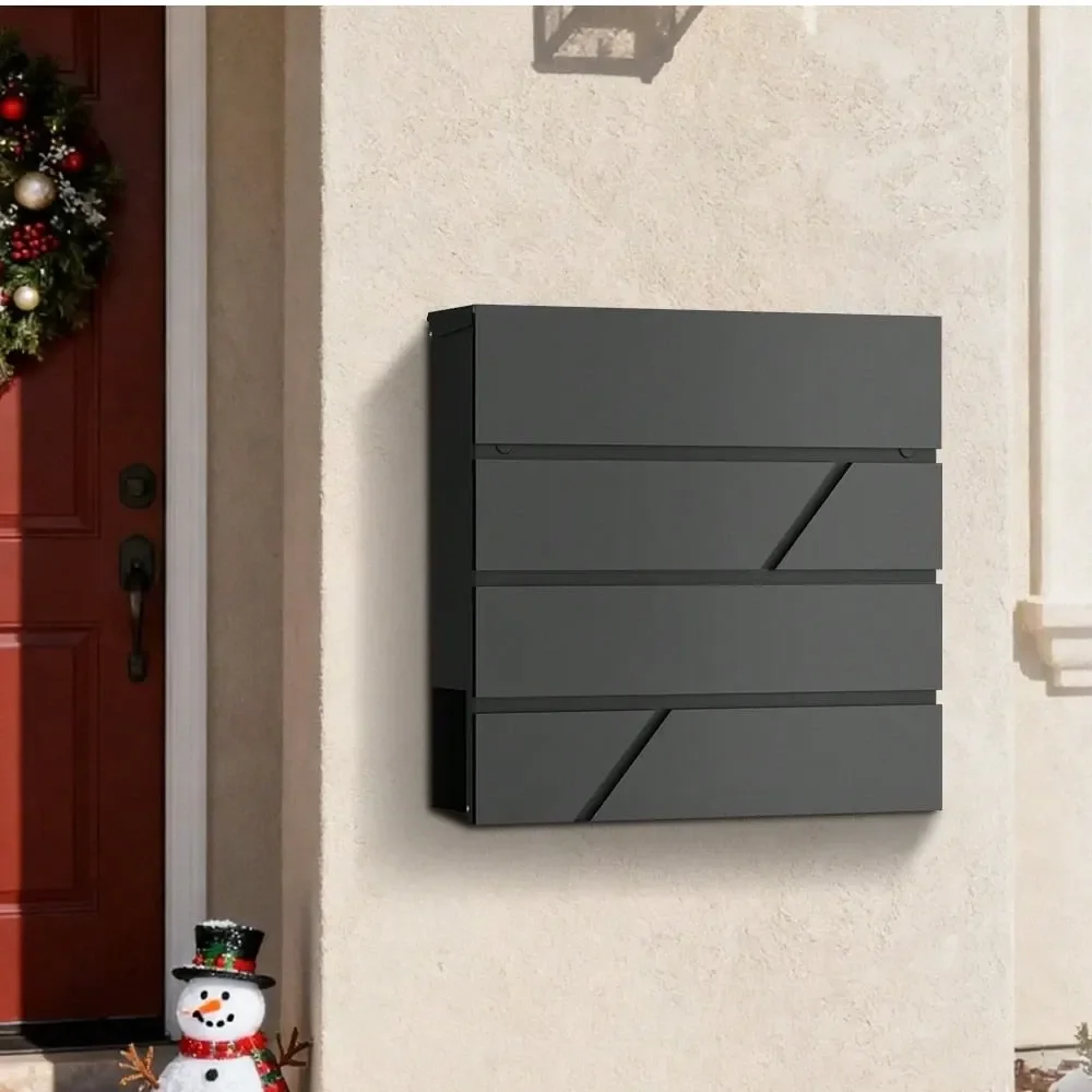 

Wall Mount Mailbox With 2 Keys Extra Large Capacity 18.3 X13x4.1 Weatherproof Steel
