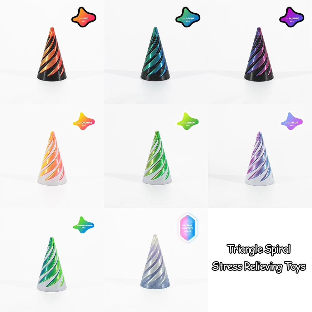 1Pcs 3D Printed Spiral Cone Toy Impossible Pyramid Passthrough Sculpture Pass Through Pyramid Toy Mini Vortex Thread Illusion