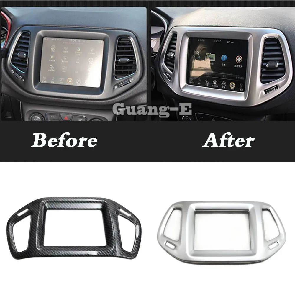 

For Jeep Compass 2017 2018 2019 2020 2021 Car Middle Console Temperature Air-Condition Volume Navigation Switch Trim Frame 1pcs