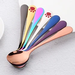 1PC Children Dinner-spoons Stainless Steel Reusable Food Grade Dessert Scoop Gold Small Spoons Kids Eating Dinnerware Utensil