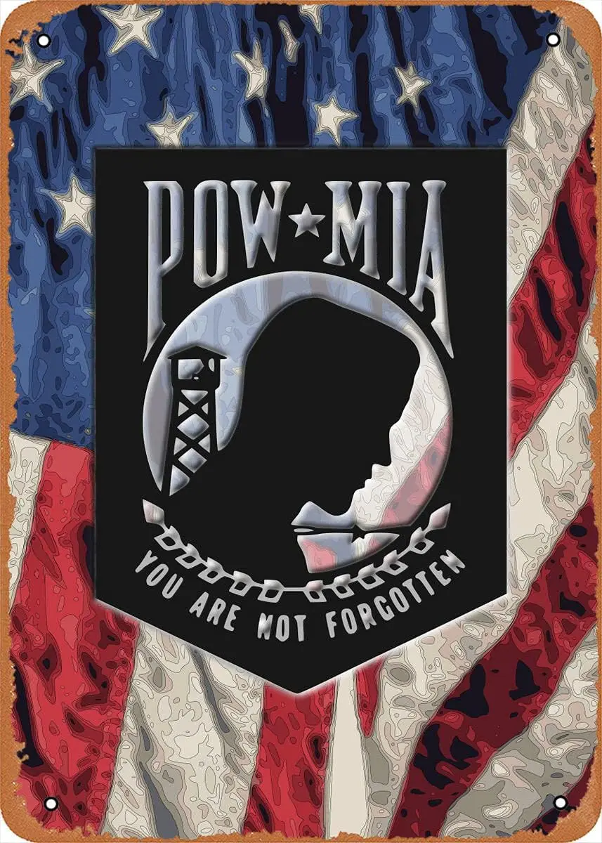 POW MIA Us Military Branches Retro Vintage Decorative Metal Tin Sign 8x12 Inch