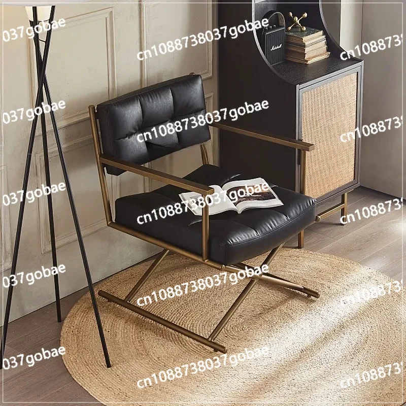 ZK modern simple light luxury urban leather leisure chair home living room study retro wind sofa chair