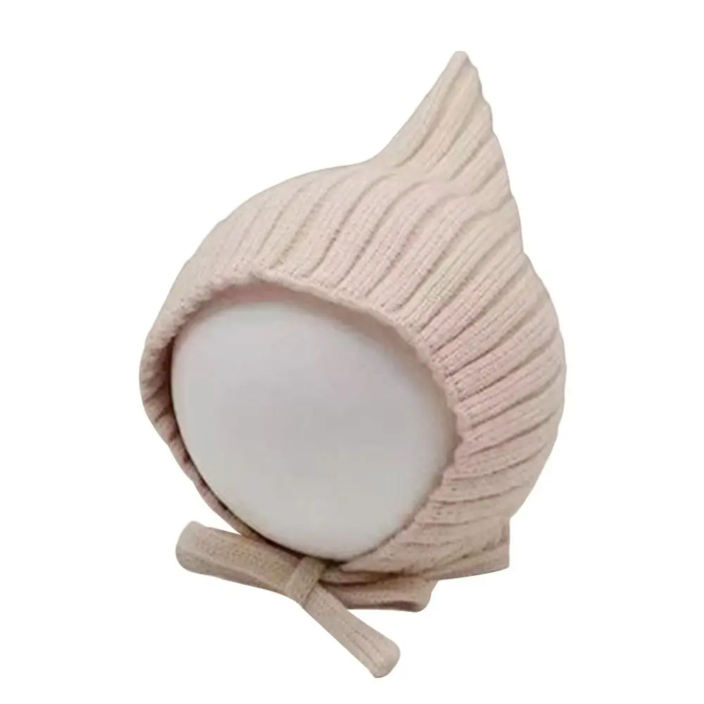 

Soft Solid Color Knitted Hat Warm Cute Infant Bonnet Crochet Casual Ear Protection Beanie