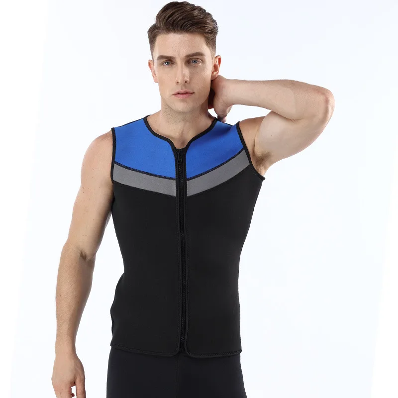 Muta in neoprene da 3 mm Giacca senza maniche Cerniera intera Protezione solare Mute calde Top da uomo per immersioni in acqua fredda Surf