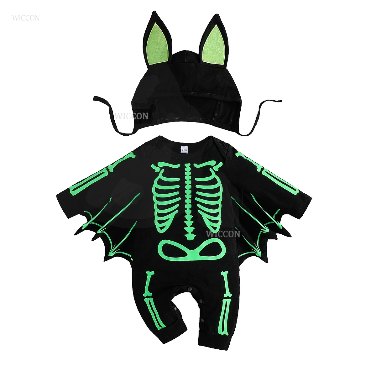 Neonato bambino Halloween Costume Cosplay ragazzo ragazza luminoso teschio pipistrello Costume bambini bagliore scuro vestiti ala festa divertente