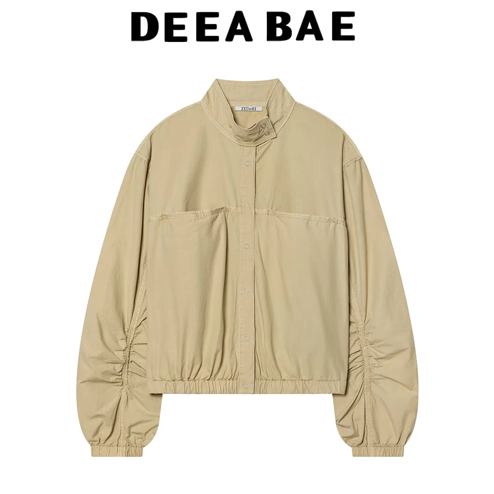 

DEEABAE Summer new stand up collar casual workwear Feng Shui washed poplin jacket jacket showing a slimming temperament