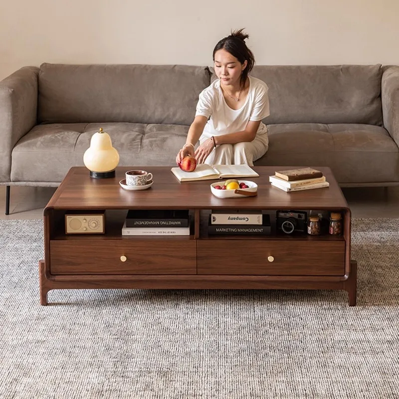 طاولة قهوة من خشب الجوز، شقة صغيرة للاستخدام المنزلي في القرون الوسطى، غرفة المعيشة الرجعية، طاولة القهوة الخشبية الصلبة، مجموعة خزانة التلفزيون