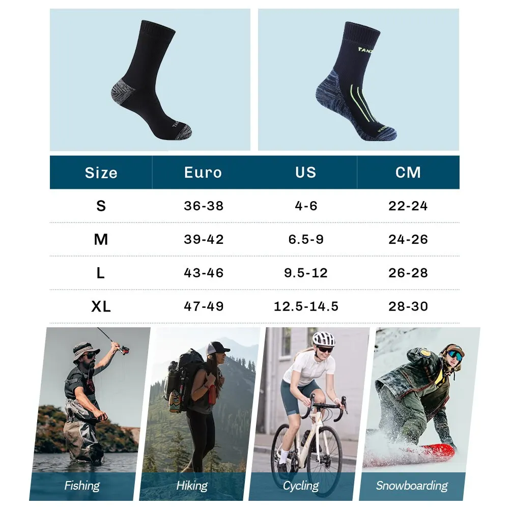 Waterproof Socks for Men Warm Snow Thermal Sports Sock PORELLE MEMBRANES Snowboard Cycling Ski Bicycle Winter Black Blue