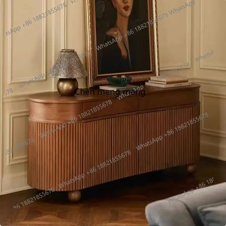 

French medieval solid wood dining side storage a retro entrance entrance decorative cabinet