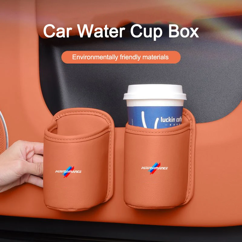 

Car Water Cup Stand Rear Seat Drink Rack Leather Water Cup Box For BMW Performance E46 E39 E60 F10 F20 F30 F15 F16 Accessories