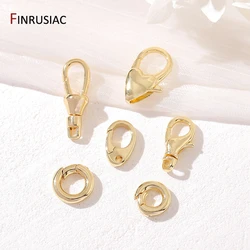 14K Gold Plated Brass Heart Shape Spring Clasp Connector Clasp For DIY Bracelet Necklace Handmade Jewelry Making Findings