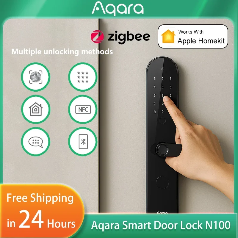 Aqara Smart Lock N100 Kunci Pintu Sidik Jari Bluetooth Kata Sandi NFC Buka Kunci dengan Bel Pintu Rumah Pintar untuk Xiaomi Mi Home HomeKit