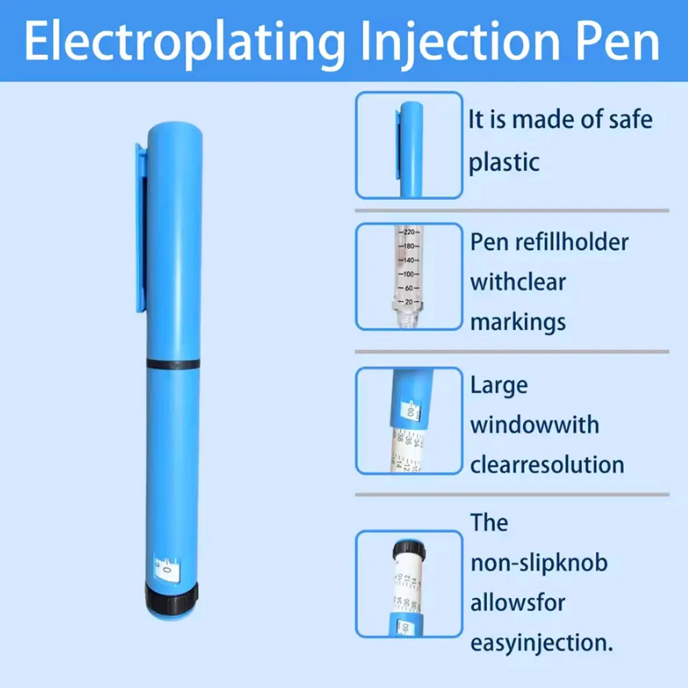 Reusable Plastic 60U Injection Pen with Protable Case Precise Dosing Peptide Pens Magic Pen Sterile 3ml Cartridge Pen Tip Kit