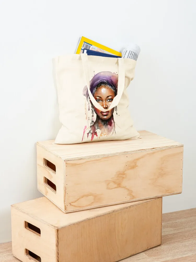 Frontal woman with intense look- Series The strength of women Tote Bag handbag reusable shopping bags tote bags men