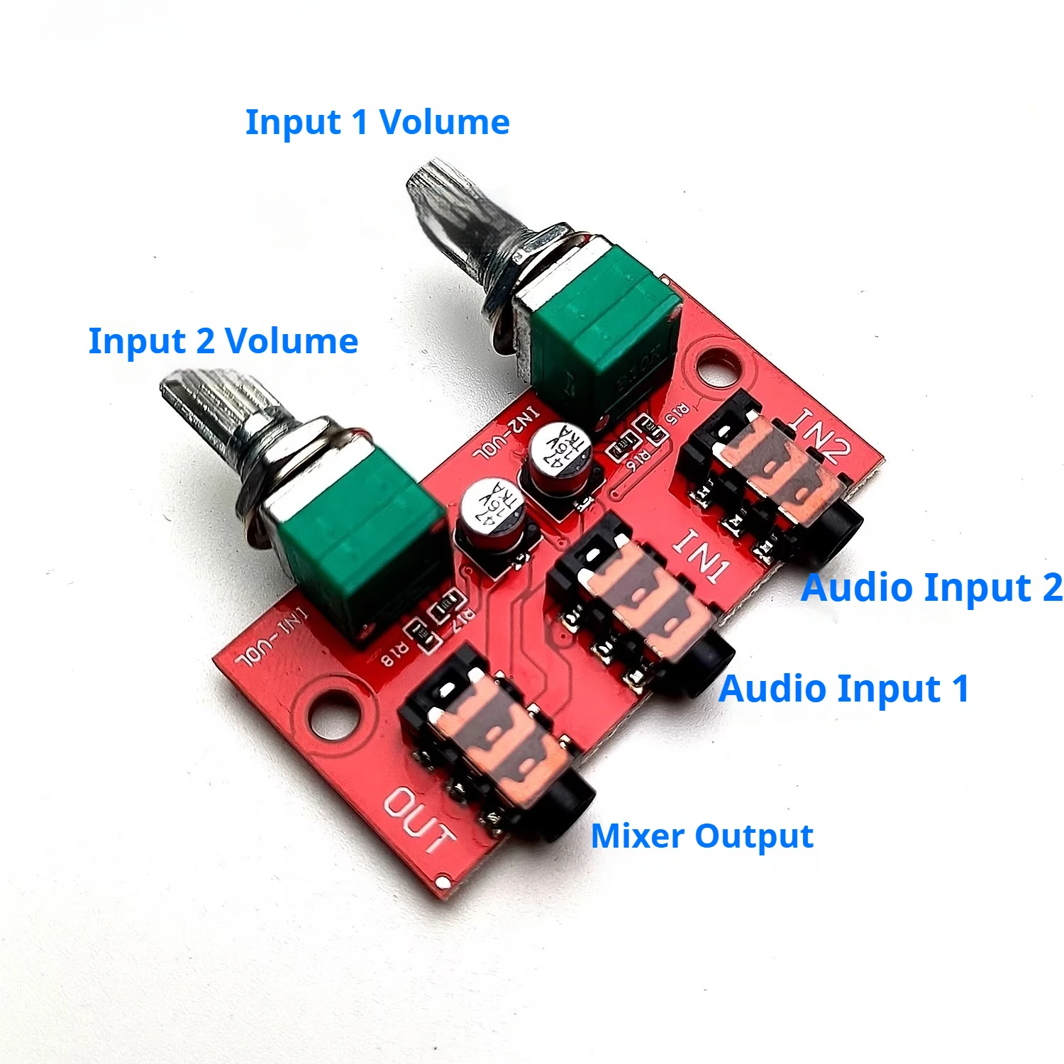 2チャンネルパッシブミキシングボード、3.5ヘッドフォンジャック、2つの入力と1つの出力、電源不要