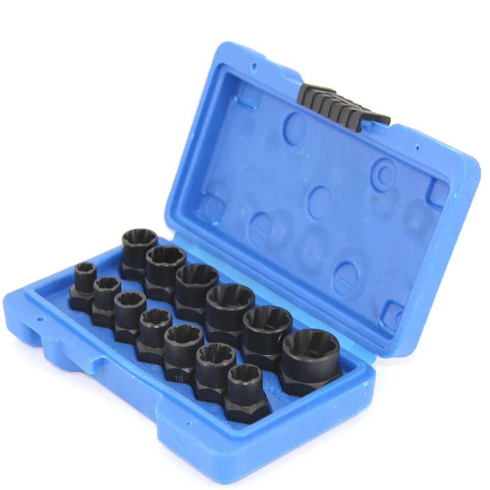 13 Pcs 3/8in. ไดรฟ์ซ็อกเก็ต Twist ชุดล็อคล้อ Nut Remover สูง Bolt Nut Extractor ชุด6-19มม.