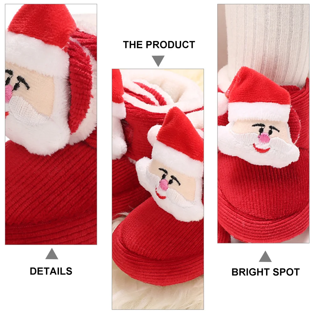 

1Pair Infant Booties Baby Walking Shoes Christmas Santa Claus Warm Cotton Lightweight Non Slip Toddler Footwear Crib Socks