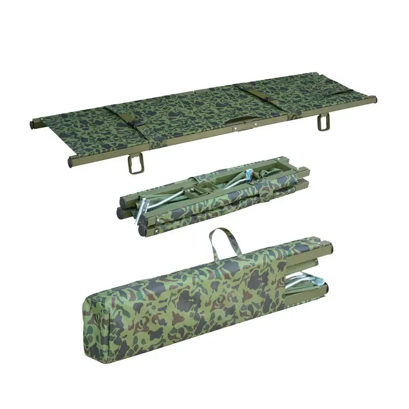 Reinforced square tube four-fold stretcher camouflage army green rescue portable outdoor fire competition foldable