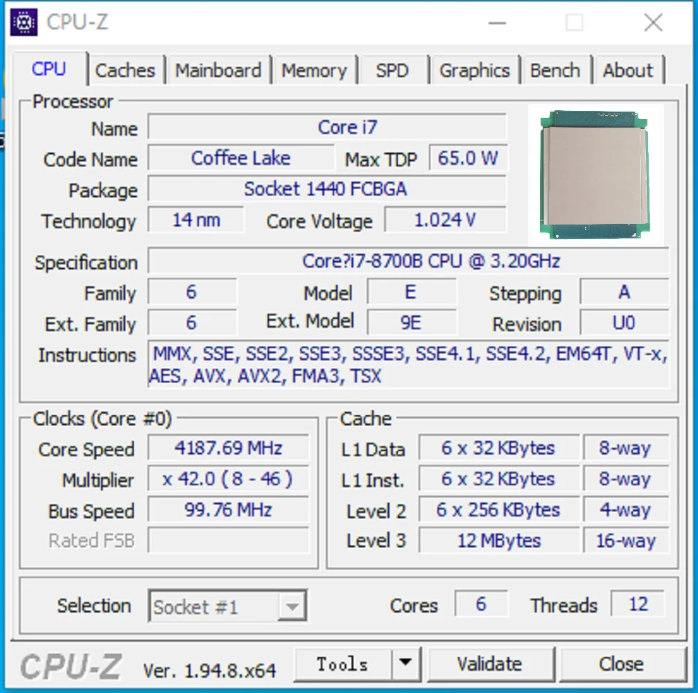 수정 된 CPU i7-8700B SRCX2 6C 12T 3.2GHz 65W LGA1151 데스크탑 프로세서 PC DIY