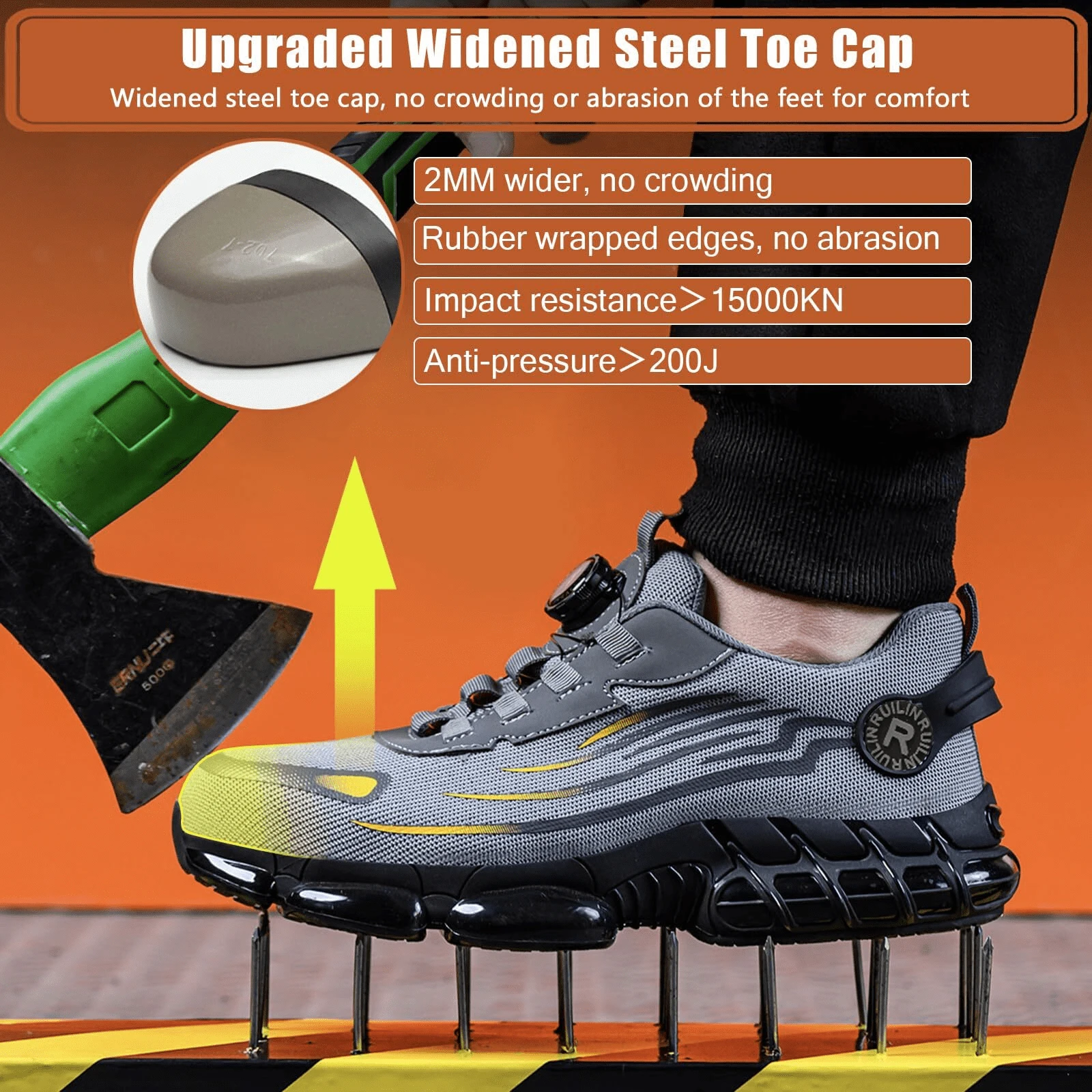 Industrial Men's Safety Boots Breathable Men's Work Shoes Puncture Proof Anti Impact Durable Comfort Construction Sneakers