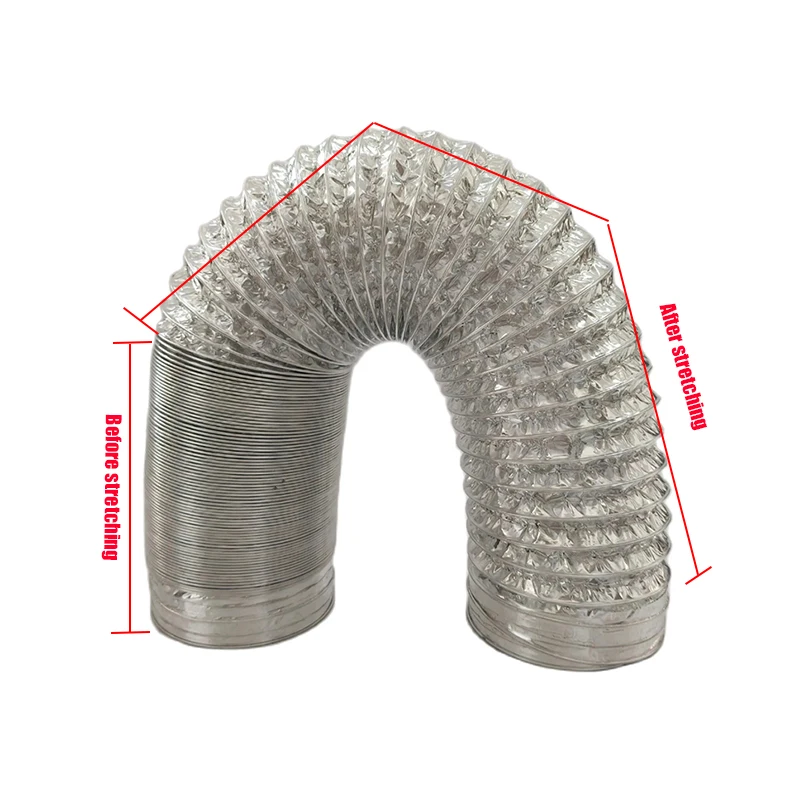 50/60/76/80/90mm Encrypted Aluminum Foil Ventilation Pipe Scalable Smoke Tube Parking Heater Kitchen Outlet Exhaust Fan Hose