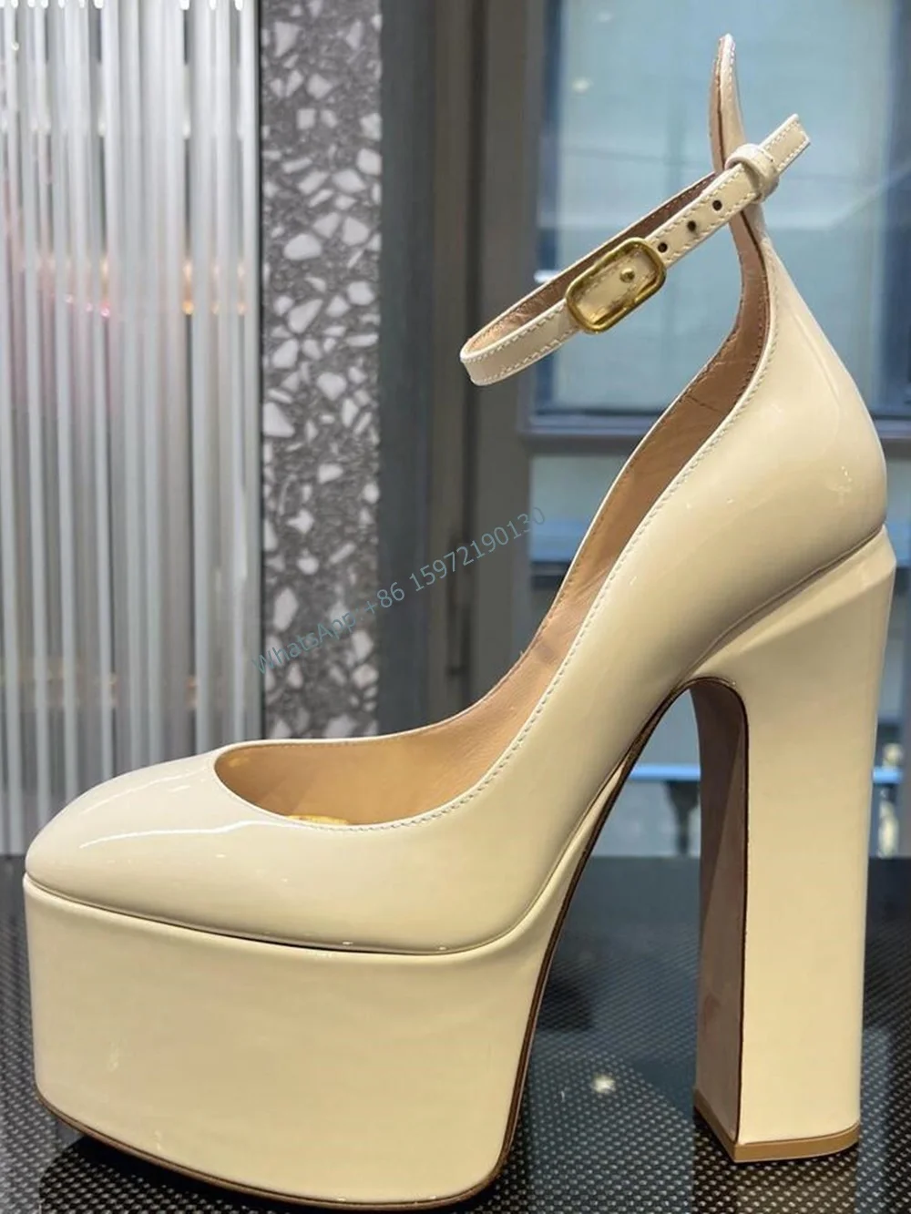 Platform Ankle Band Sandals Solid Pointy Toe Chunky Heel Buckle Strap Runway Shoes Sexy Women Party Shoes Newest 2024 Fashion