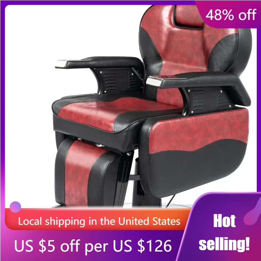 Swivel Height Adjustable Heavy Duty Hairdresser Chair Beauty Salon Spa Tattoo Styling Barbershop Equipment Black & Red