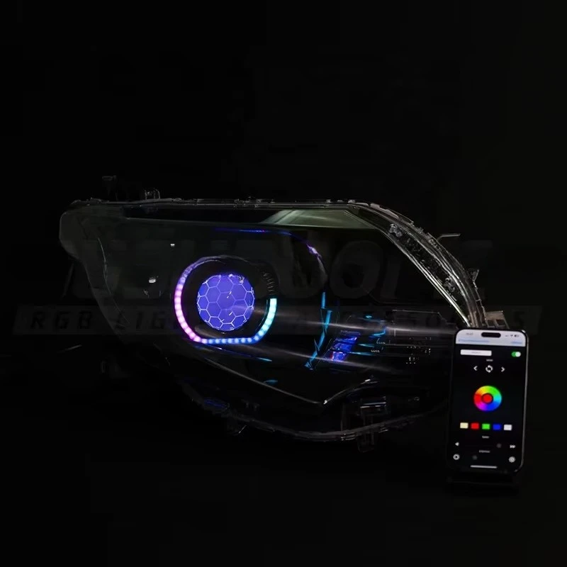 Custom Projector Headlights To Suit For Mitsubishi MQ Triton (01/2015 - 11/2018) Angel Eye W/Sequential Indicator/RGBW Turbi