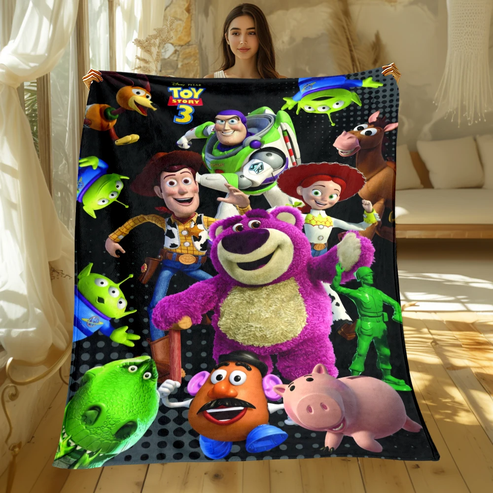 MINISO Toy Story Cartoon Print Blanket.Oversized Soft Warm Flannel All-season Blanket.Use Sofas,Picnic,office,Camping Blankets