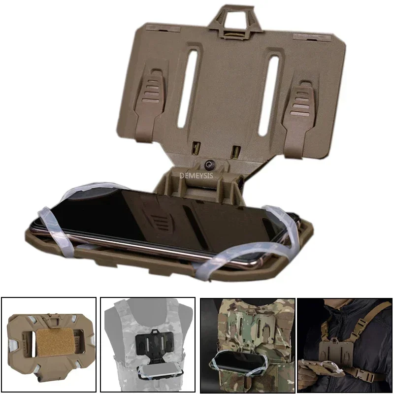 Vest Mobile Phone Rack Tactical Folded Navigation Board Mobile Phone MOLLE Holder Hunting Paintball Chest Bag Map Bag