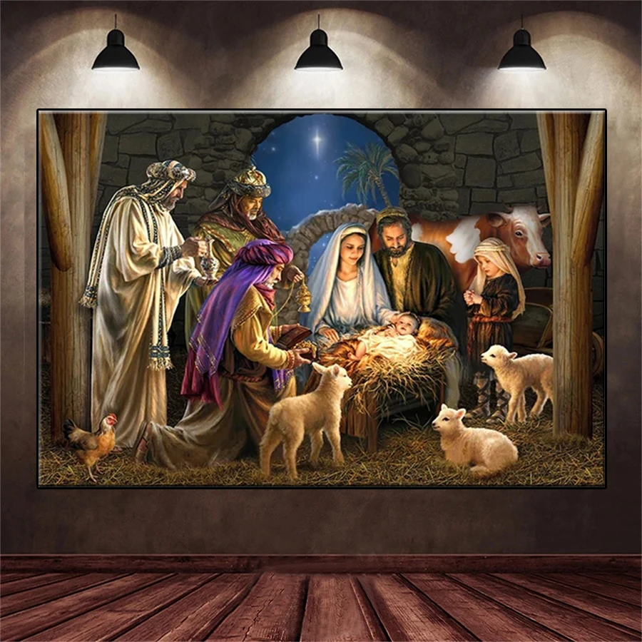 Full Square Diamond Painting Christian Nativity Manger Scene Mosaic Needlework Picture Diamond Embroidery Sale Home Decor