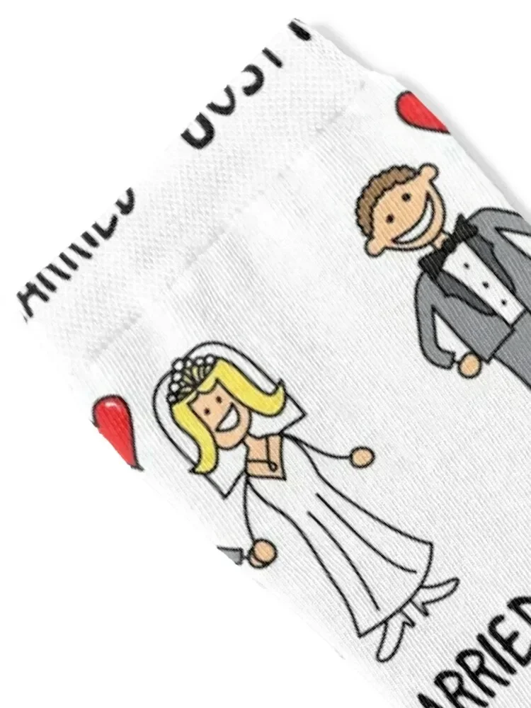 Just Married Bride And Groom Cartoon Socks funny gift Climbing Socks Women's Men's