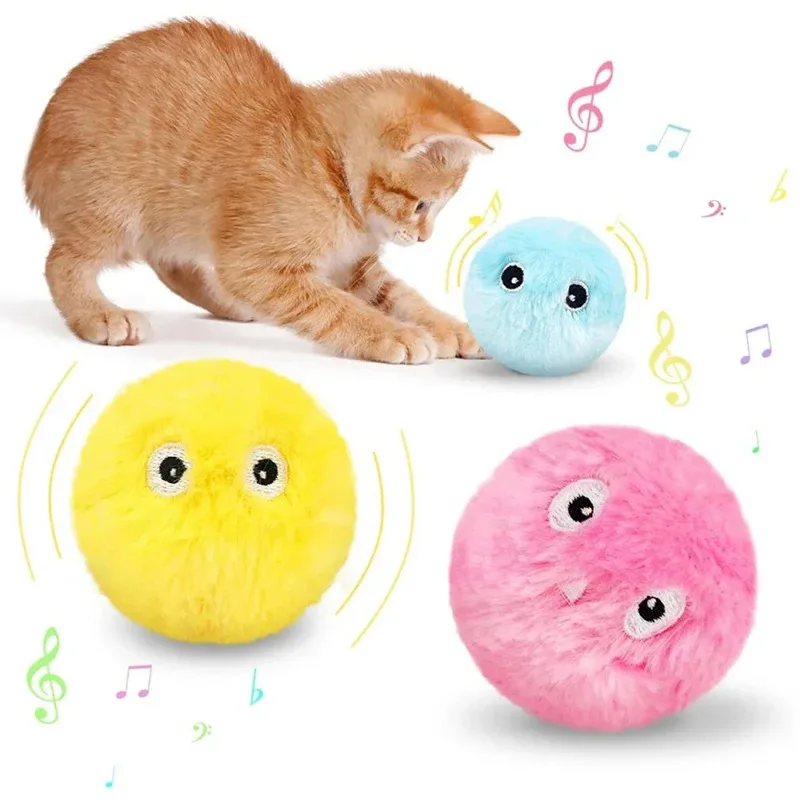 Plüsch Interaktiver Ball Katzenspielzeug Elektrischer Sound Katzenminze Trainingsspielzeug Kätzchen Touch Sounding Pet Produkt Quietschball Flauschiges Spielzeug