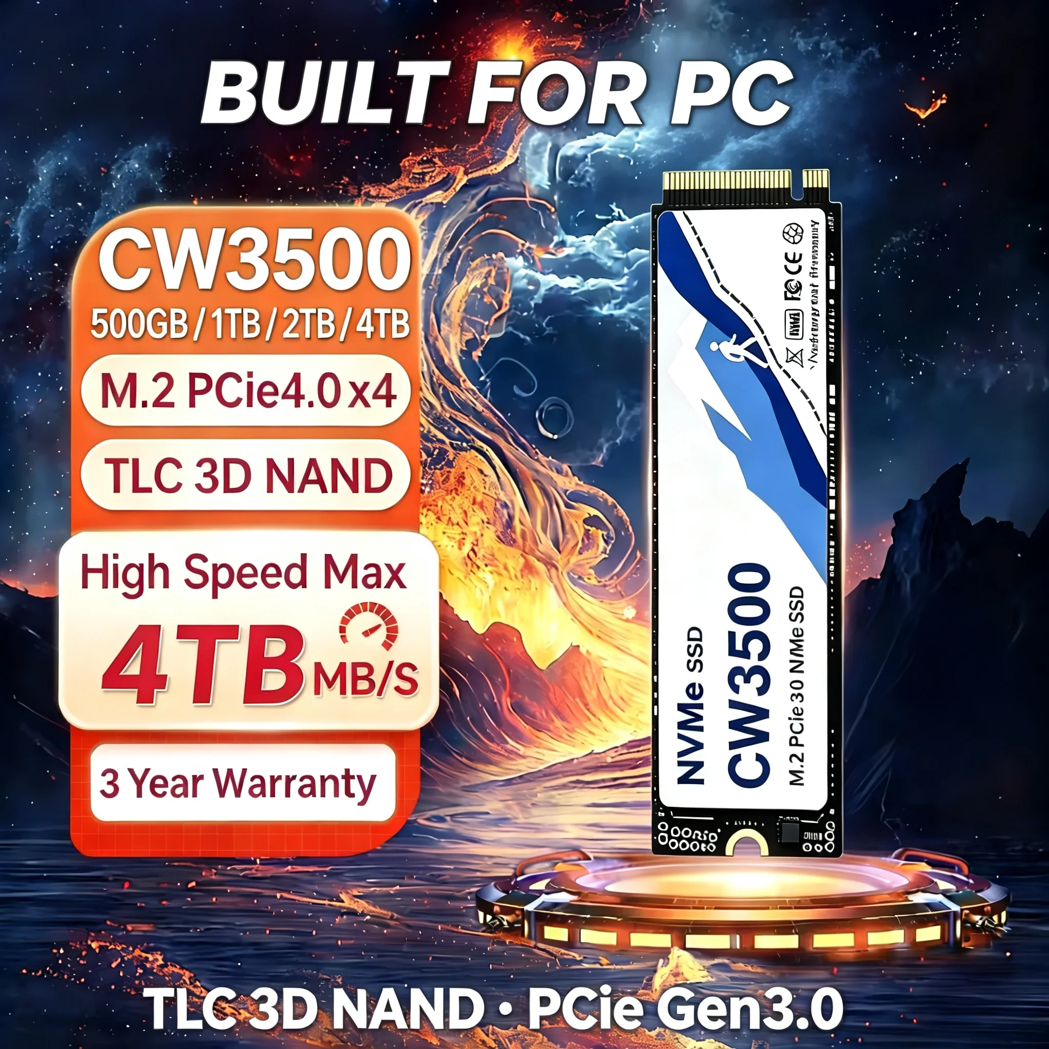 NVMe M.2 2280 CW3500 M2 SSD 500GB 1TB 2TB 4TB SSD PCIe 3.0 Hard Disk Internal Solid State Drive for Computer Laptop