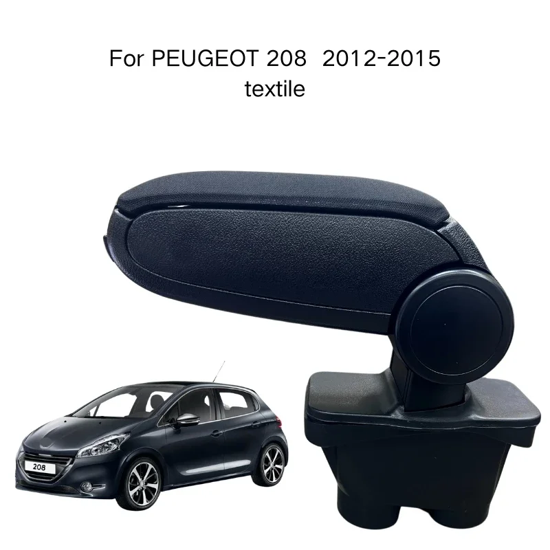 Armrest For PEUGEOT 208  2012-2015  Textile Custom Fit Center Console Storage Box Vehicle Accessories Comfortable Driving