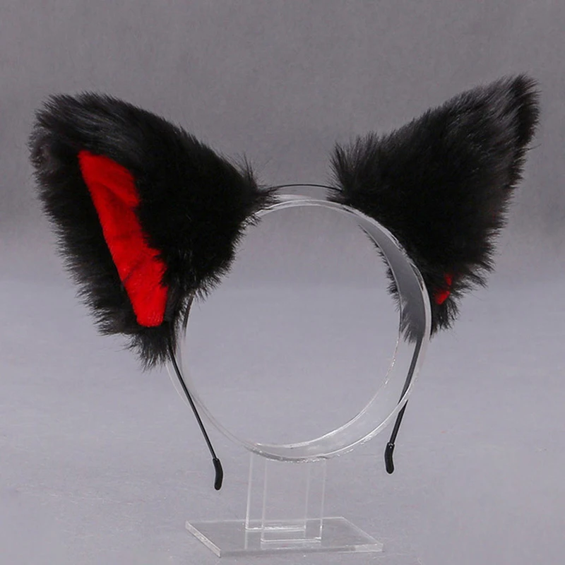 여자를위한 새로운 모피 고양이 귀 머리띠 여자 애니메이션 로리타 코스프레 의상 플러시 헤어 밴드 할로윈 파티 머리 장식 헤어 액세서리